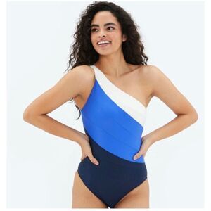 SUMMERSALT  Sidestroke One Piece Swimsuit Deep Sea & Hydrangea & White Sand  8L